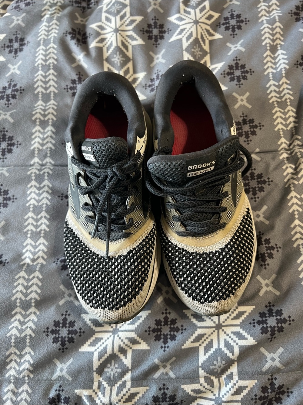 Brooks Black and Cream Knit Lace-Up Men’s Sneakers